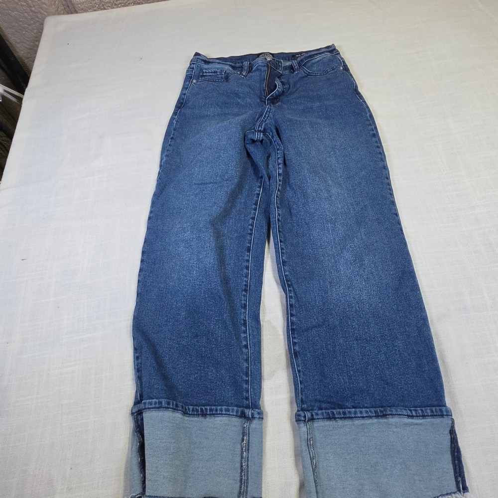 Scoop Slim Ankle Jeans Medium Wash Wide Leg Raw Cuff Denim Size 6 34816545-675